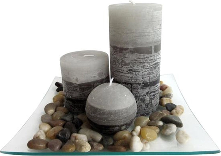 Dárková sada svíček na skleněném podnosu – jasmín