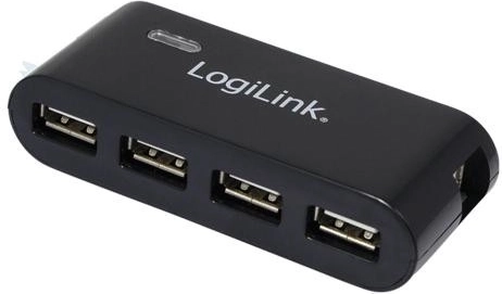 USB 2.0 hub se 4 porty a napájecím adaptérem, černý