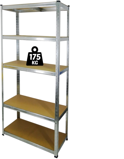 Kovový regál 5 polic 180 × 90 × 30 cm, nosnost 175 kg na polici