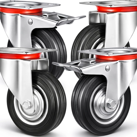 Sada 4 otočných transportních koleček 125 mm RENEW FORCE (2× s brzdou)