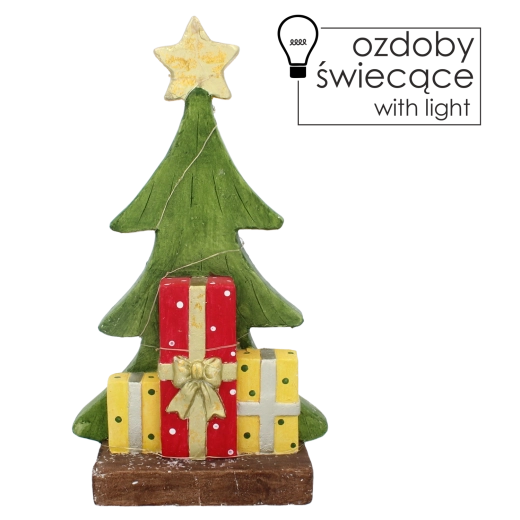 Vánoční figurka – stromek s dárky s LED osvětlením 45,5 cm