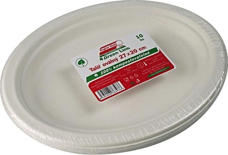 Oválné jednorázové talíře z buničiny 26 × 19 cm (10 ks)