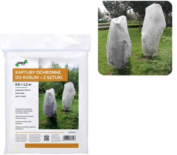 Ochranné zimní kryty na rostliny 0,8 × 1,2 m, bílá 50 g (2 ks)