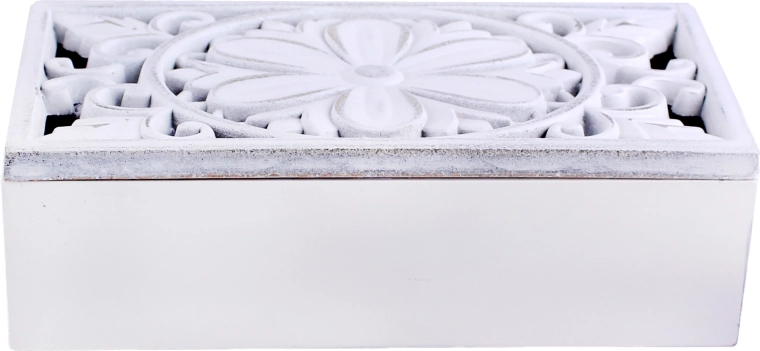 Dřevěná bílá krabička s 3 přepážkami 23 × 11 × 7 cm