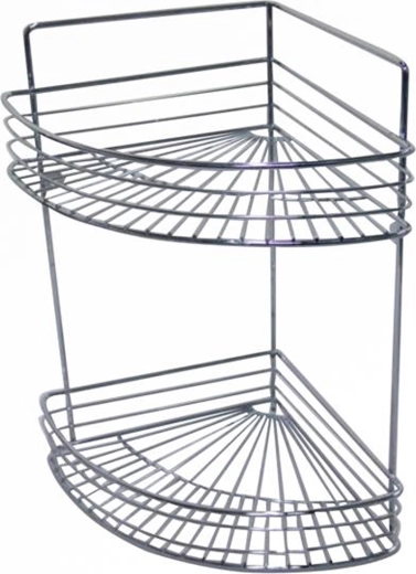 Rohová koupelnová polička z pochromovaného kovu 23 × 30,6 × 37,5 cm