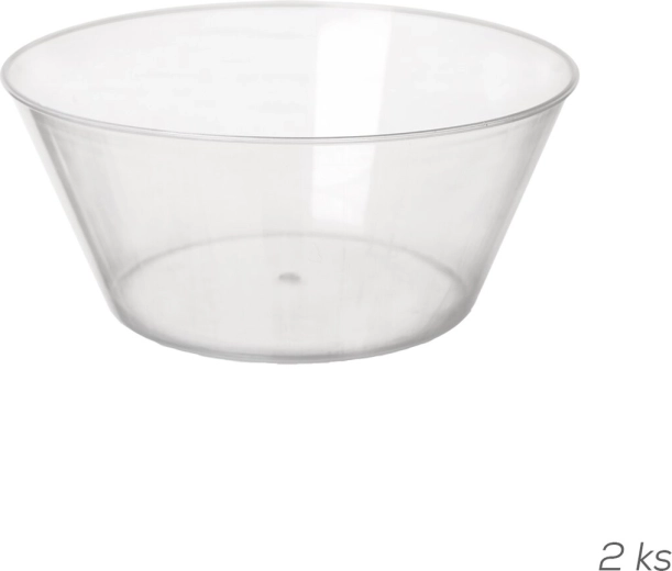 Plastová miska 15 cm 750 ml, transparentní, sada 2 ks