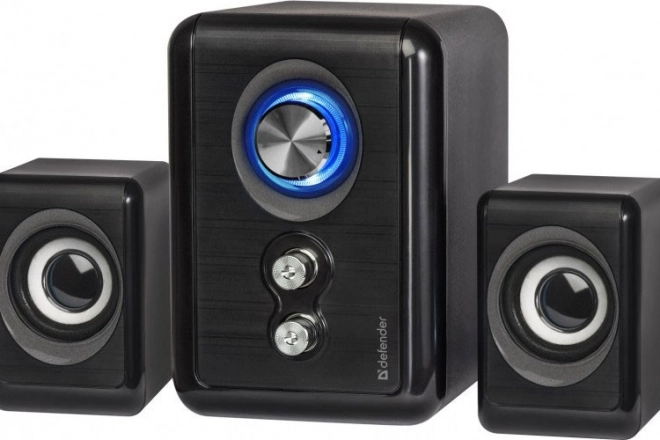 Drátové reproduktory 2.1 s USB napájením a LED