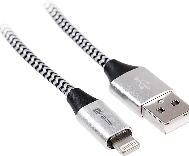 USB 2.0 kabel Lightning pro iPhone a iPad 1 m černo‑stříbrný