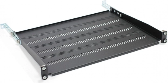 Regulovatelná perforovaná police do 19" racku 1U, 483 × 350 mm, černá