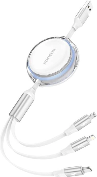 Foneng X113 kabel 3 v 1, 1,1 m, bílý