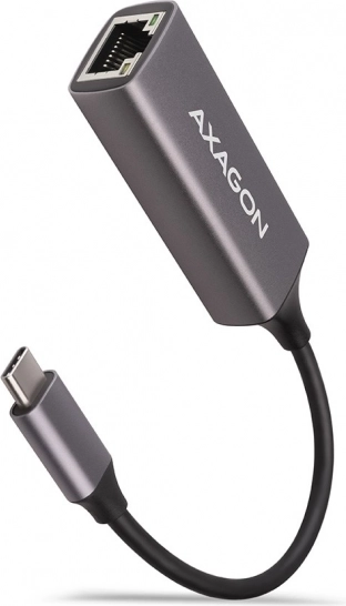 AXAGON USB‑C gigabitový ethernetový adaptér, automatická instalace, kovový, titanově šedý