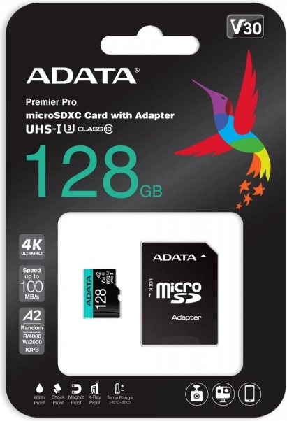 Paměťová karta microSD 128 GB UHS‑I U3 V30 A2 + adaptér