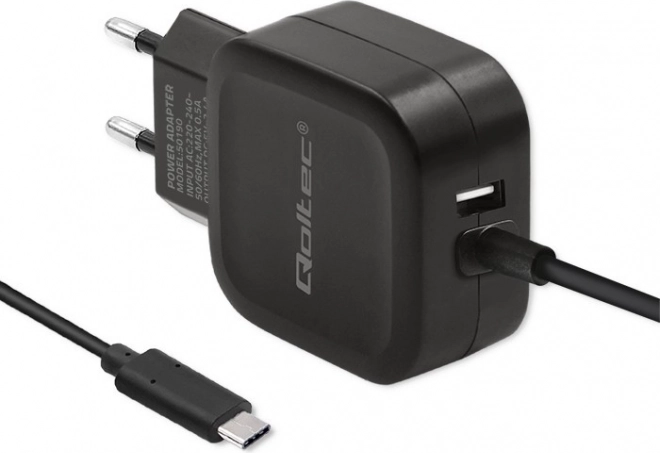 Qoltec nabíječka 17W s USB a USB typ C
