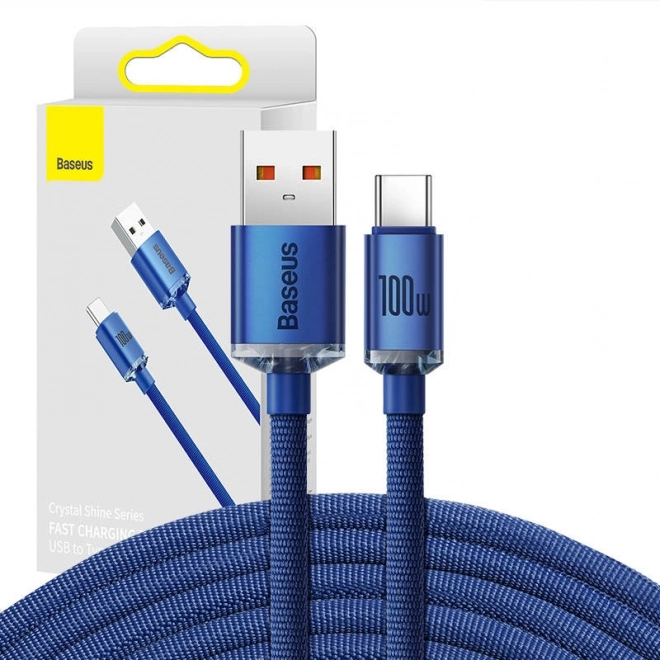 Baseus Crystal Shine kabel USB-A na USB-C 100 W 2 m modrý
