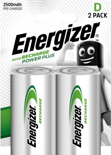 Nabíjecí baterie D ENERGIZER Power Plus 2500 mAh, 2 ks, přednabité