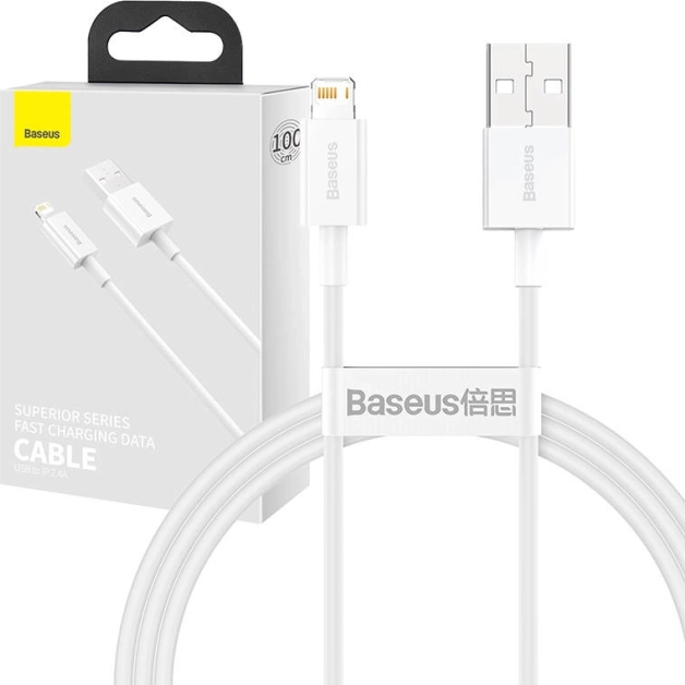 Baseus Superior USB-A na Lightning kabel 1 m, rychlé nabíjení 2,4 A (bílý)