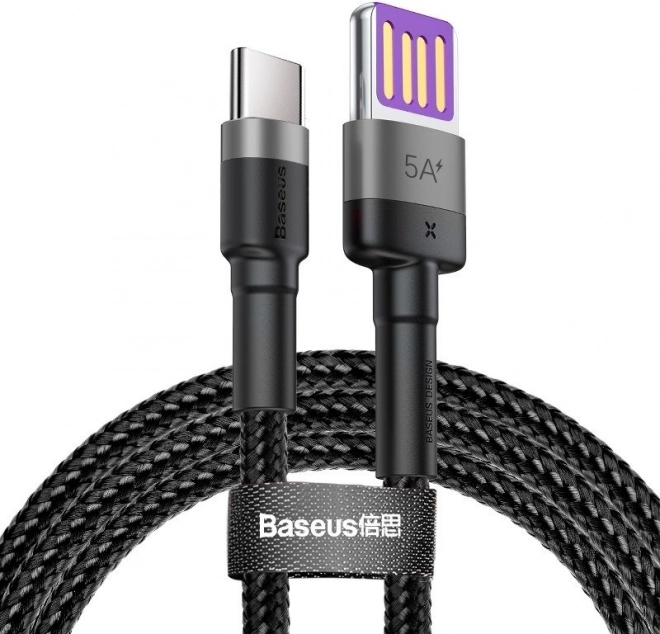 Baseus Cafule USB-C kabel 1 m, 5 A, Huawei SuperCharge a QC 3.0 (černošedý)