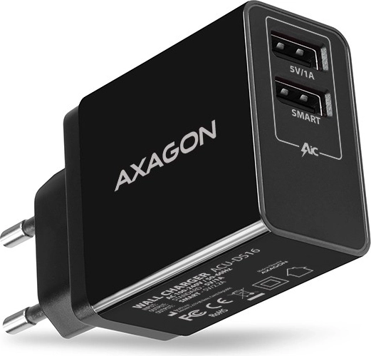 síťová nabíječka axagon smart 16 w, 2× usb-a