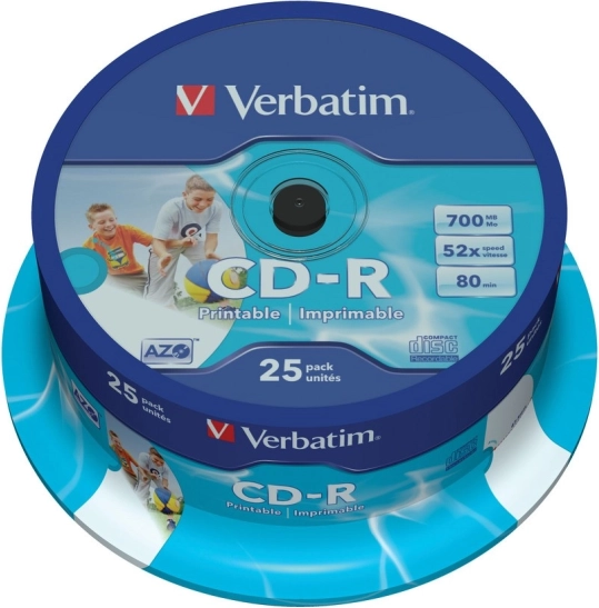 CD-R Verbatim 52x 700MB 25 ks Tisknutelné