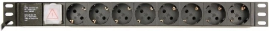 Racková napájecí lišta PDU, 8x zásuvka Schuko, 1U, 10 A, vstup C14, kabel 3 m