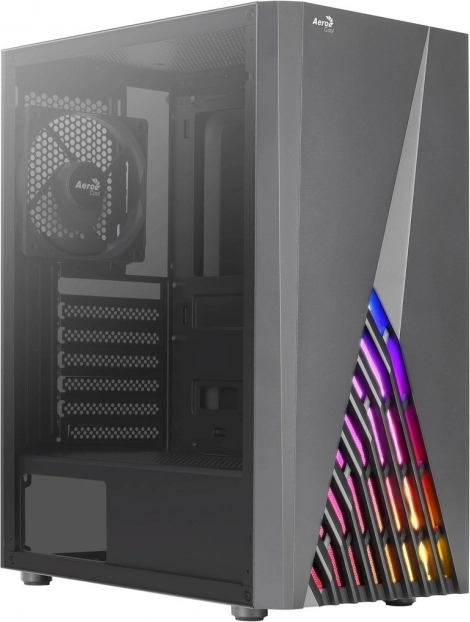 PC skříň Mid Tower s RGB panelem a USB 3.0, černá