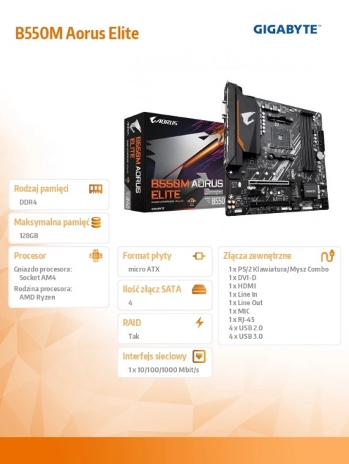 Základní deska B550M AORUS ELITE AM4 4DDR4 2HDMI/DVI-D mATX