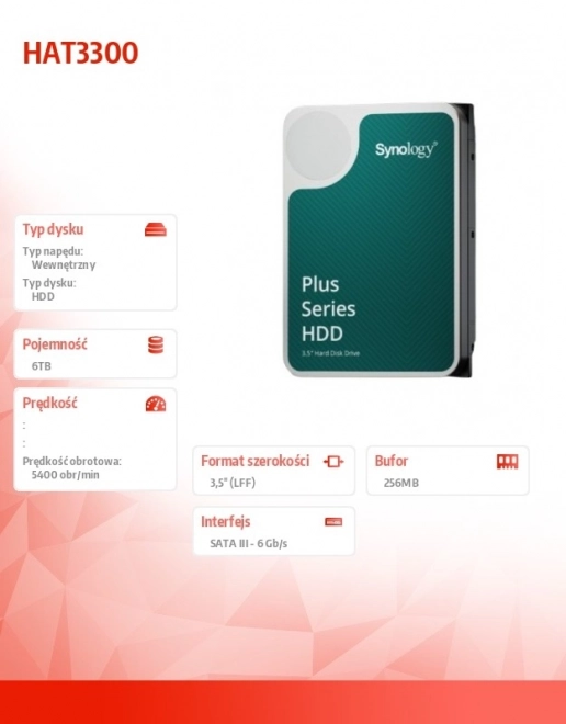Pevný disk Synology 6TB 3,5" SATA 6 Gb/s 5400 ot./min