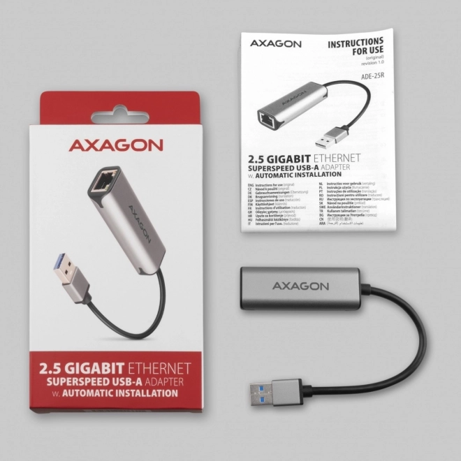 AXAGON USB‑A 2.5G ethernet adaptér s čipem Realtek RTL8156B