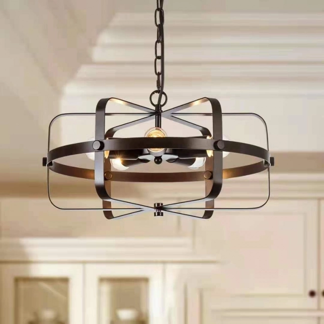 Industriální závěsná lampa s klecovým designem