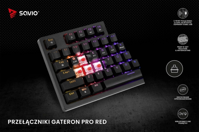 Bezdrátová mechanická klávesnice Savio PHENIX s Gateron Red Pro spínači