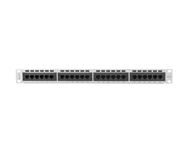Patch panel 24-portový 1U Kat.6 šedý