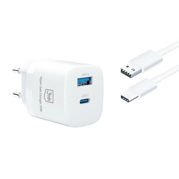 33W síťová nabíječka 1xUSB-C + 1xUSB-A GaN PD