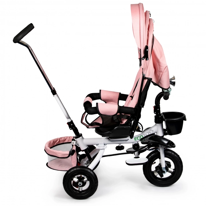 Otočná tříkolka 360° Pink Delux se stříškou