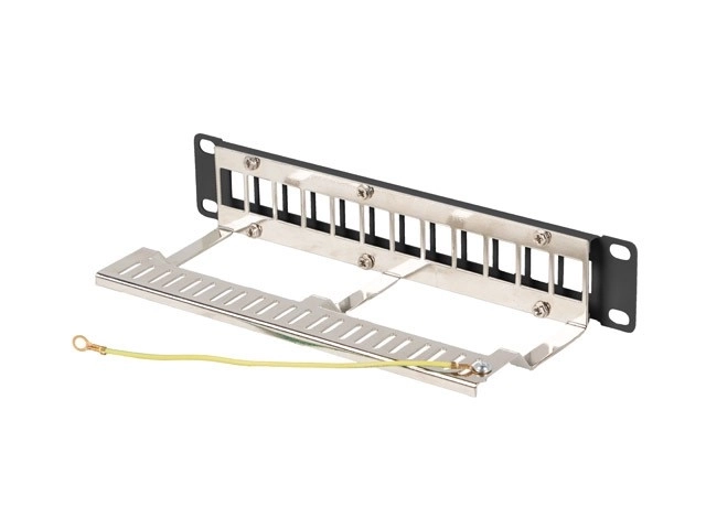Patch panel 12 portů 1U 10 palců FTP s organizérem pro keystone moduly černý