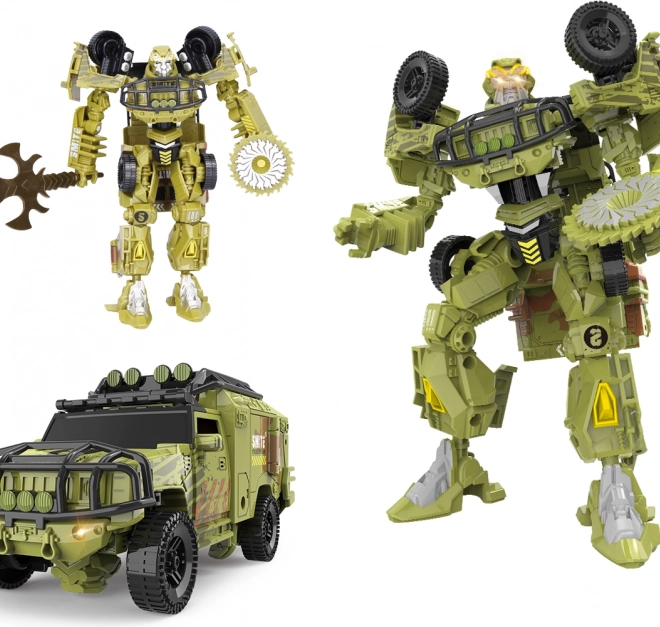 transformující autorobot 17 cm s mečem a pilou – obrněné vozidlo