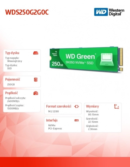 Rychlý a bezpečný SSD disk WD Green SN350 NVMe 250 GB