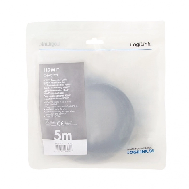 Hliníkový kabel HDMI 4K/60Hz 5 m černý