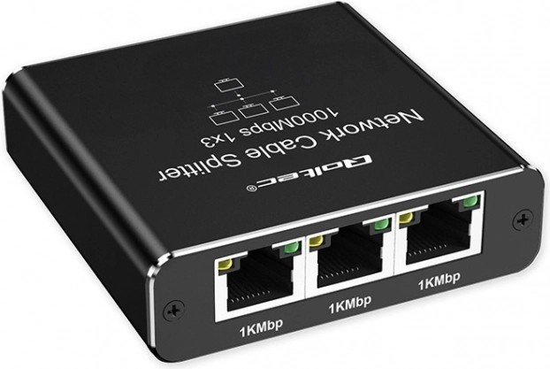 Ethernet rozdělovač mini switch 1x3 RJ45 1000Mb/s USB-C hliníkový
