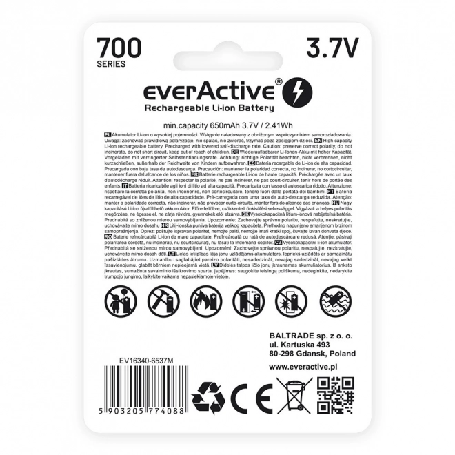 Dobíjecí baterie EverActive Li-ion 3,7V 700mAh s micro USB