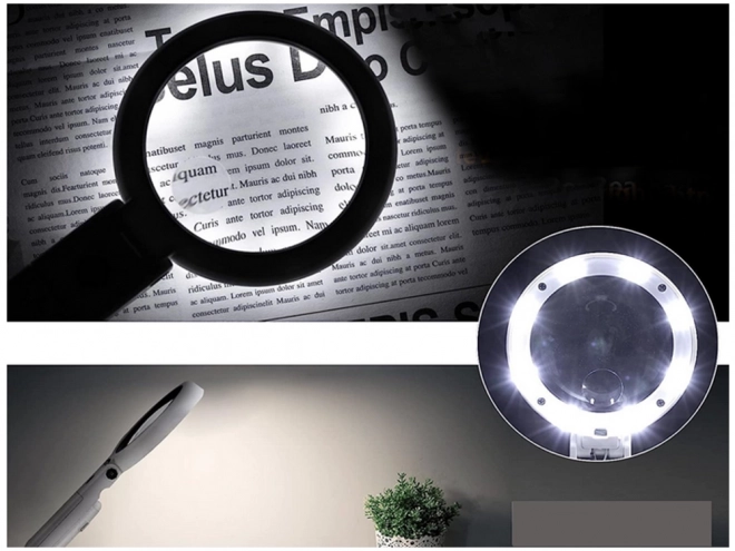 Skládací šperkařská lupa s LED a USB