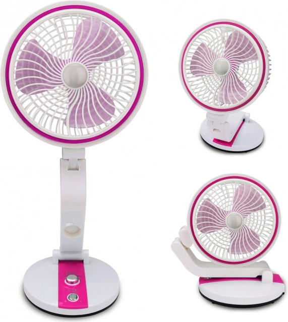 Skládací bezdrátový stolní ventilátor s LED světlem, USB dobíjení