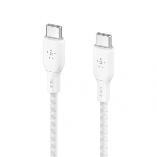 Opletený kabel USB-C na USB-C 100W 3 m bílý