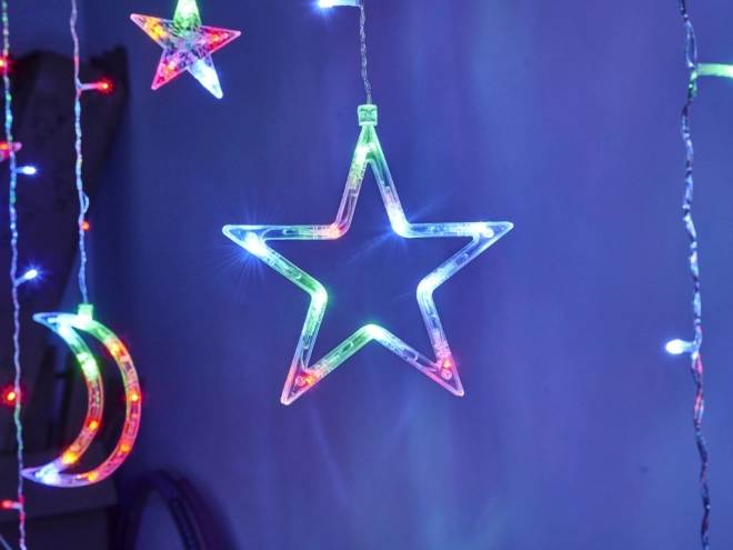 LED závěs s hvězdičkami a měsíčky - 3 m, 138 LED – Barevný