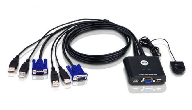 2portový kabelový přepínač USB VGA v rem. Port Selec