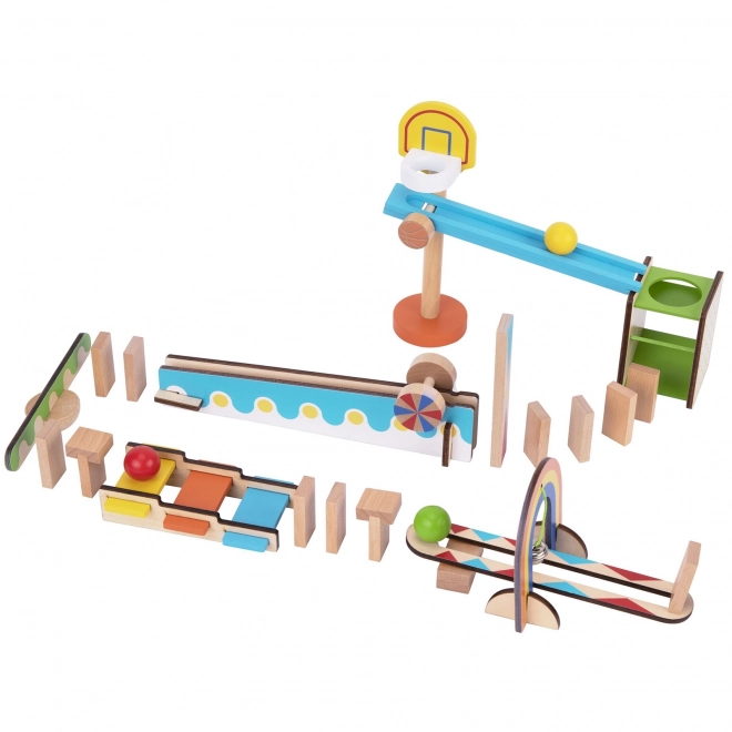 Dřevěné stavební kostky domino / domino puzzle Tooky Toy