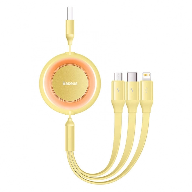 Baseus Bright Mirror 2, USB kabel 3 v 1 pro micro USB / USB-C / Lightning 3,5A 1,1 m – Žlutý