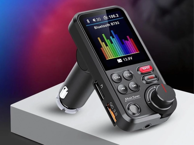 Bluetooth FM vysílač 5.0 s USB a LCD displejem