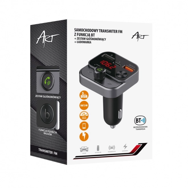 FM MP3 vysílač do auta s BT, USB LCD FM-84B QC3.0