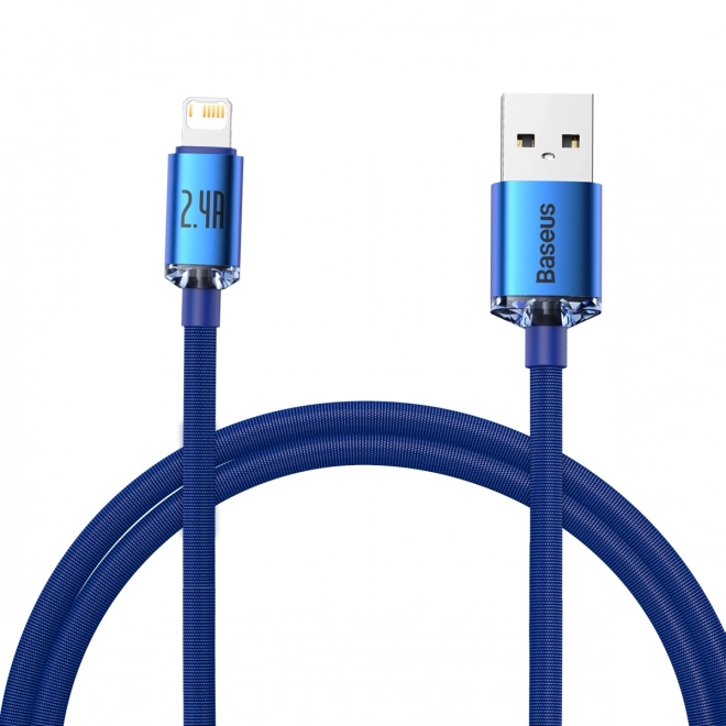 Baseus Crystal Shine kabel USB na Lightning, 2,4A 1,2 m – Modrý