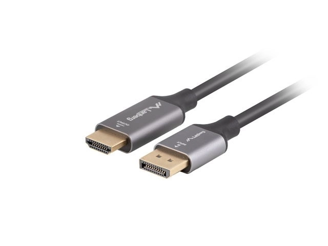 Černostříbrný kabel DisplayPort na HDMI 1 m